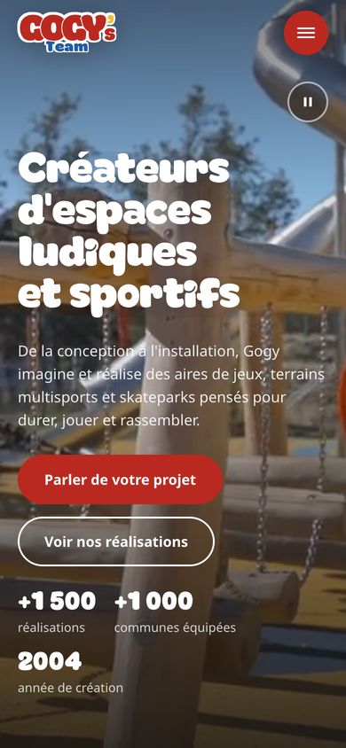 Le site Gogy's Team sur téléphone