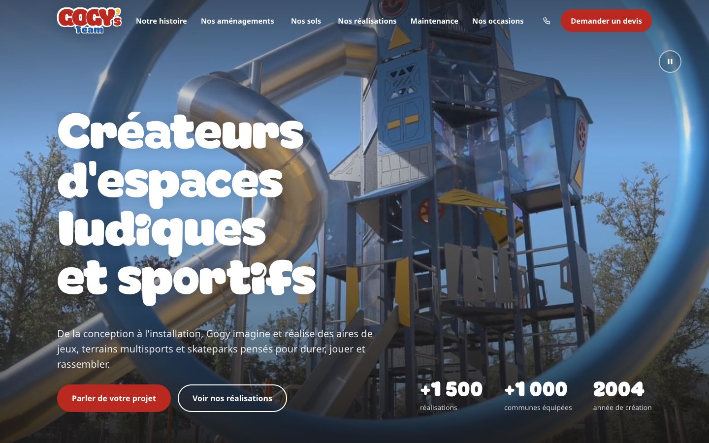 Page d'accueil du site Gogy's Team sur ordinateur