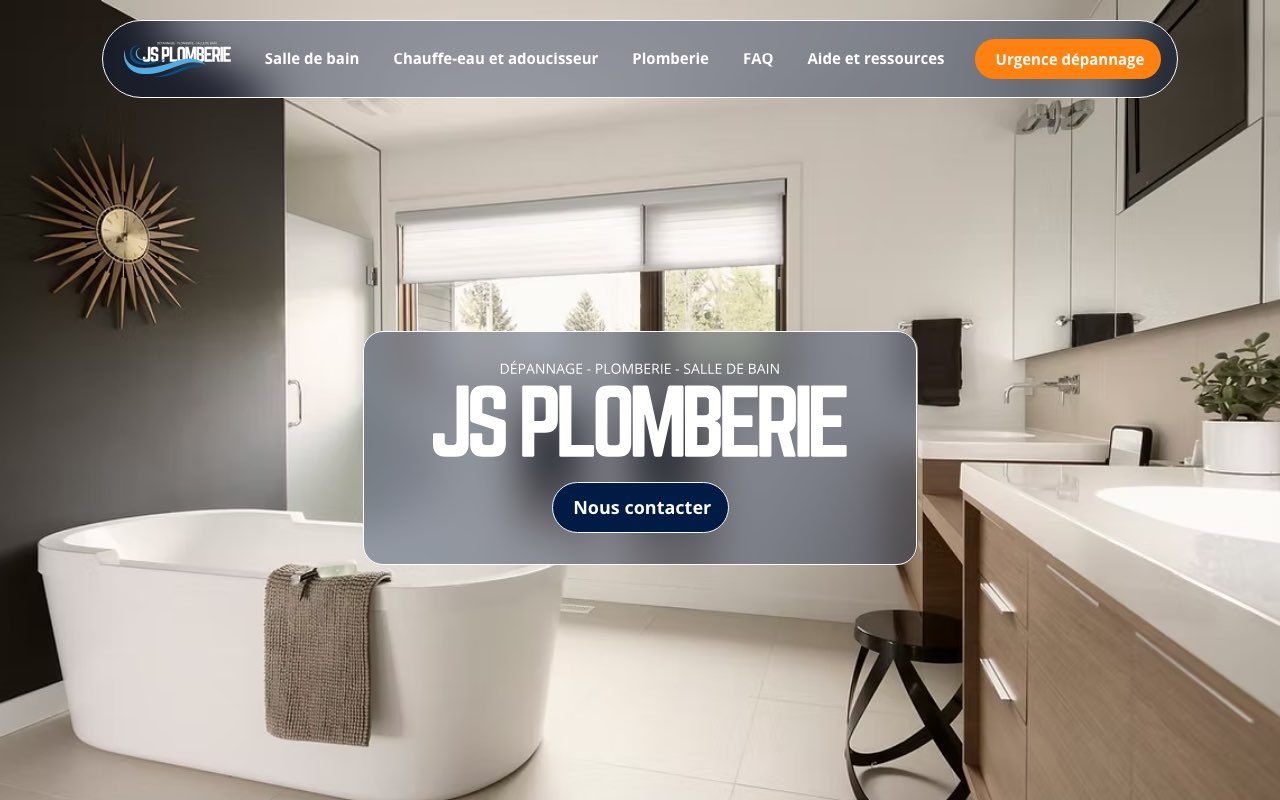 Page d'accueil du site JS Plomberie sur ordinateur